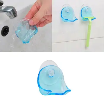 Прозрачная синяя подставка для бритвы на присоске Пластиковый держатель для бритвы в ванной Стеллаж для хранения бритвы Настенный крючок Вешалки для полотенец Инструмент для ванной комнаты
