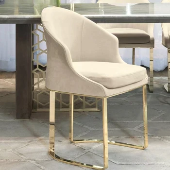 Роскошный обеденный стул Duke, Золотые кожаные стулья из нержавеющей стали, используемые с обеденным столом, Кухонная мебель