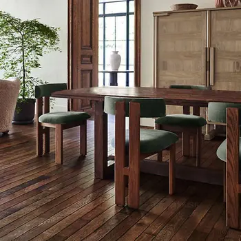 Обеденные стулья из массива дерева в скандинавском стиле в стиле ретро, Простые Домашние Бархатные Туалетные стулья из ягненка, Дизайнерский стул для приема гостей в семье, стул для отдыха со спинкой Z