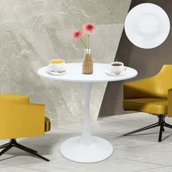31,5-дюймовый Круглый обеденный стол с подставкой в виде тюльпана, современный кофейный столик для отдыха середины века, Белая мебель для 2-4 человек