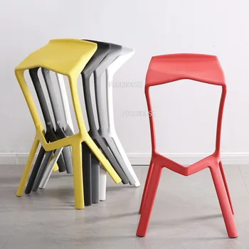 Современный пластиковый барный стул, креативные барные стулья, высокий табурет, одиночный барный стул, стулья для стойки регистрации, стул для укладки на открытом воздухе для кухни Z