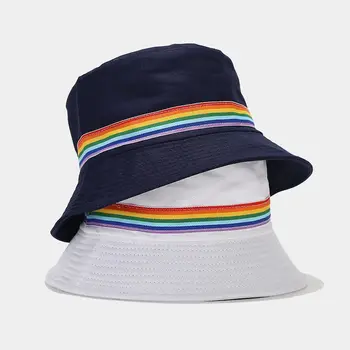Весенняя новая шляпа, Креативная Радужная лента, Двусторонняя Шляпа-Ведро, Горячая пара, Шляпа от солнца, шляпа для бассейна, шляпа для прилива
