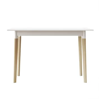 Современный обеденный стол 47-дюймовый кухонный стол с прямоугольной столешницей и ножкой из массива дерева-белый МДФ [на складе в США]