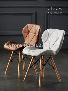 Скандинавский Простой стул со спинкой из цельного дерева, Семейный обеденный стул, Стул для макияжа в спальне для девочек, Компьютерный стул, Стул для магазина чая с молоком для ногтей