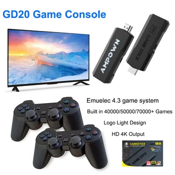 Игровая консоль GD20, встроенная в 40000 + ретро-игр, Беспроводной контроллер 2.4G Emuelec4.3 GD20 Game Stick 4K для PS1/SNES/N64