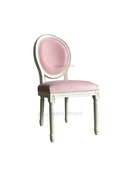 Индивидуальное рабочее кресло в стиле американской принцессы, обеденный стул, стул для макияжа в маникюрном салоне, Белая слоновая кость, Бело-розовое кожаное художественное кресло