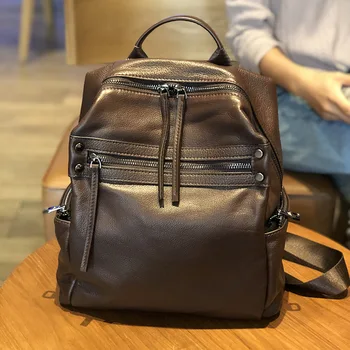 женский рюкзак из воловьей кожи 2022 года, новая корейская версия рюкзака для путешествий из мягкой кожи большой вместимости