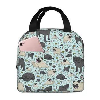 Женская сумка для ланча Yeah Pugs, большой многоразовый изолированный ланч-бокс для работы, складная сумка для офиса для взрослых