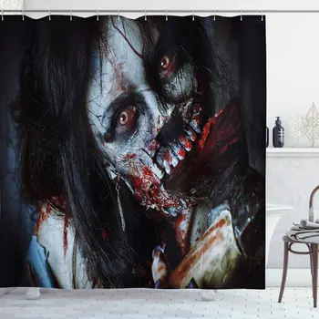 Зомби Хэллоуин занавеска для душа,страшная мертвая женщина с окровавленным инструментом, зло, фэнтези готический Хэллоуин Тайна ванная комната занавес набор