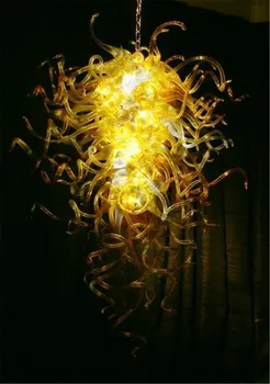 Винтажная Желтая люстра, роскошный потолочный светильник в скандинавском стиле, Многоцветный настенный подвесной светильник ручной работы