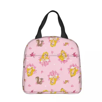 Disney Forever Princess Розовая принцесса Аврора Изолированная сумка для ланча Сумка-холодильник Многоразовый Мультяшный Большой ланч-бокс Сумка для еды