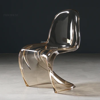 Минималистичные дизайнерские Пластиковые Обеденные стулья, Кристально Прозрачная мебель для столовой, Креативный современный обеденный стул для гостиной B