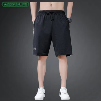 Корейские шорты, мужские летние Тонкие быстросохнущие Свободные брюки длиной до колен, мужские дышащие Удобные Повседневные хлопковые короткие брюки