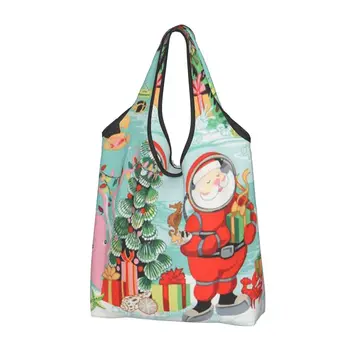 Подводная Рождественская тканевая Женская повседневная сумка для покупок через плечо, сумка-тоут большой емкости, портативная сумка для хранения, складные сумки