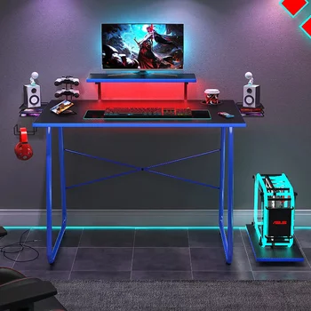 Игровой стол Bestier с подставкой для монитора и процессора красного цвета