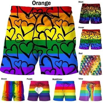 Новые шорты с 3D принтом LGBT Rainbow, уличная мода, красочные пляжные шорты, повседневный комфорт, плавание, Скейтборд, Спортивные короткие штаны Унисекс