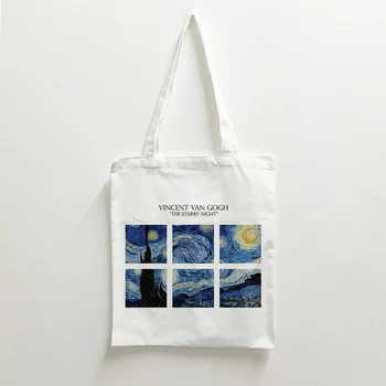 Холщовая сумка Van Gogh Эстетическая хозяйственная сумка Тканевая Эко-сумка Totebag Повседневная сумка через плечо Пляжная сумка Женские сумки
