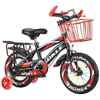 Детский велосипед 12-дюймовый детский велосипед с рамой из высокоуглеродистой стали, устойчивые прочные утолщенные шины, надежное сцепление с тренировочными колесами, защита от