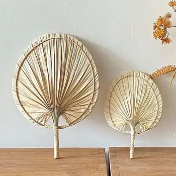 1шт Китайский стиль ручной работы, летний Веер от комаров, веер для рукопожатия из натуральных пальмовых листьев, украшение дома