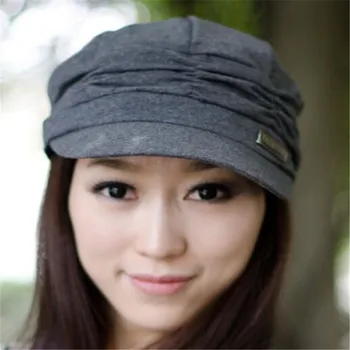Потрясающая модная женская военная кепка с начесом, студенческая шляпа, винтажная темно-синяя шляпа, Зимне-осенняя шляпа