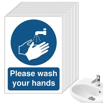 Пожалуйста, вымойте руки, наклейки на окна, знаки для ванной комнаты, Наклейки на стены, знаки для ванной комнаты, Пожалуйста, вымойте руки
