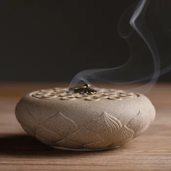 Тарелка в форме лотоса, керамический поднос для горелки, традиционная фиолетовая глина