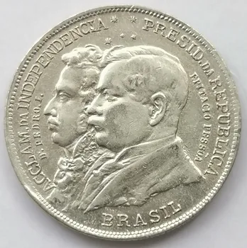 Бразилия 1922 2000 Серебряная монета Risi, Юбилейная монета за сто лет независимости, 26 мм 8 г, 50% Случайная доставка