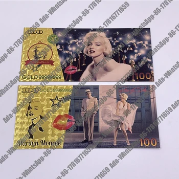 Знаменитая знаменитость Мэрилин Монро сексуальные золотые банкноты для юбилейной коллекции