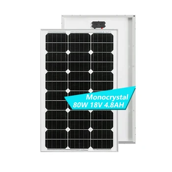 Солнечные панели 80 Вт 18 В 4,8 Ач Монокристаллический комплект солнечных батарей для дома, лодки, кемпера на крыше