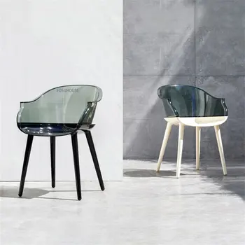 Скандинавские Пластиковые Прозрачные Обеденные стулья для столовой Мебель для дома Креативные Дизайнерские стулья Со спинкой Кухонные кресла