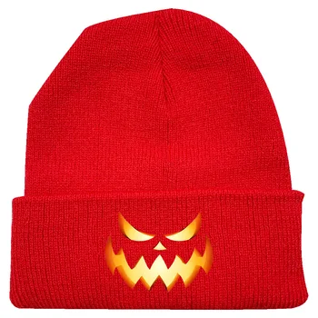 Креативная вязаная шапка Fce с тыквой на Хэллоуин, мужская и женская Осенне-зимняя теплая шерстяная шапка с принтом