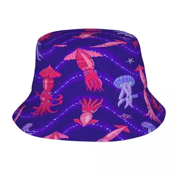 Летняя панама с кальмарами, медузами и волнами, Рыбацкая шляпа, складные женские и мужские солнцезащитные кепки-козырьки