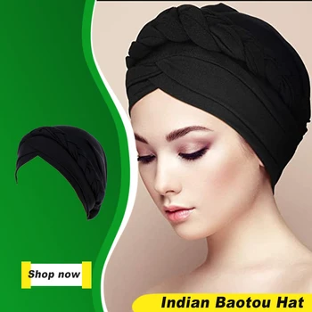 Сплошной тюрбан, Дышащий Эластичный Удобный головной платок из полиэстера, обертывающий волосы, шляпы-капоты в мусульманском стиле для женщин
