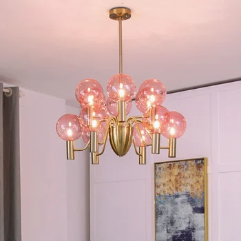 Подвесные светильники Современные простые светодиодные люстры Розовый стеклянный шар для спальни гостиной столовой Лампы Lamparas Colgantes Para Techo