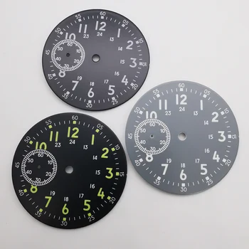 стерильный черный зелено-серый циферблат часов диаметром 38,9 мм, люминесцентная посадка ETA 6497 st3600 с ручным заводом