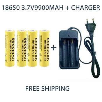 Быстрая зарядка литий-ионной аккумуляторной батареи емкостью 3,7 В 18650 9900 мАч, аккумулятор для фонарика + зарядное устройство
