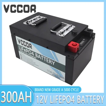 Батарея LiFePO4 12V 300AH 12,8 В Литиевая Аккумуляторная Батарея 5000 Циклов Для Кемперов RV Гольф-Кар Внедорожный Автономный Солнечный Аккумулятор С Зарядным устройством