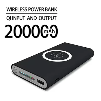 Бесплатная доставка Power Bank 200000 мАч Беспроводная портативная зарядка 2 USB телефона Внешняя аккумуляторная батарея chargerpoverbank для Iphone и Android