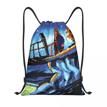 Панорама острова Скабб, сумка на шнурке, Мужская Женская портативная спортивная сумка для спортзала, рюкзаки для покупок Monkey Island