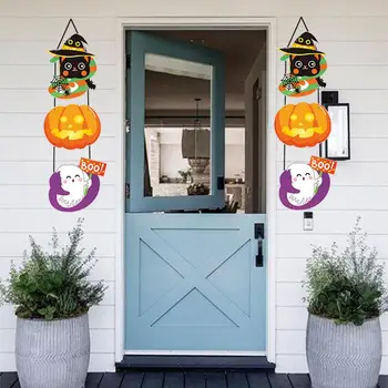 Декор для Хэллоуина в помещении и на улице, Жуткий призрак Тыквы, Висячие вывески на двери Хэллоуина, внутреннее / наружное украшение для Хэллоуина