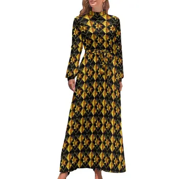 Винтажное черно-золотое леггинсное платье с символом Солнца, макси-платье Kawaii с длинным рукавом и высокой талией, эстетичный дизайн, длинные платья в богемном стиле.