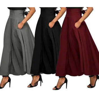 Женские юбки Повседневная юбка трапециевидной формы Юбка с высокой талией юбки длиной до щиколоток