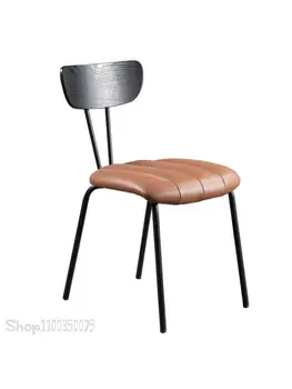 Итальянский обеденный стул из кованого железа со спинкой в скандинавском индустриальном стиле, Современный минималистичный прием в магазине молочного чая в семье и