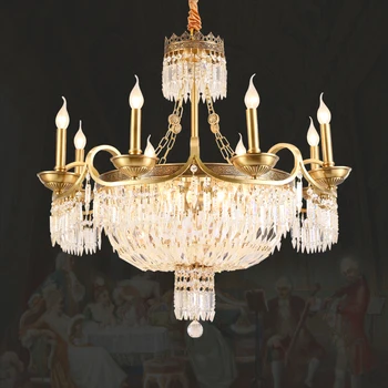 Подвесной светильник из хрустальной меди в европейском стиле, французская Роскошная модель, Спальня, Латунные люстры