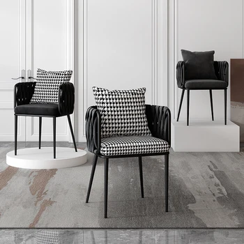 Удобные минималистичные Обеденные стулья, Современные черные Металлические ножки, кресло для отдыха, Дизайнерская Кухонная мебель Cadeira для дома