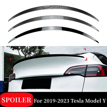 Для Tesla Модель Y 2019 20 21 22 23 Карбоновый Глянцевый черный ABS Пластик Задняя крышка багажника Автомобильный спойлер Крылья Тюнинг Внешние Аксессуары