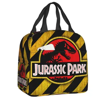 Желтые изолированные сумки для ланча с логотипом Парка Юрского периода, Гигантский динозавр, портативный холодильник, термос для еды, ланч-бокс для кемпинга на открытом воздухе, путешествия
