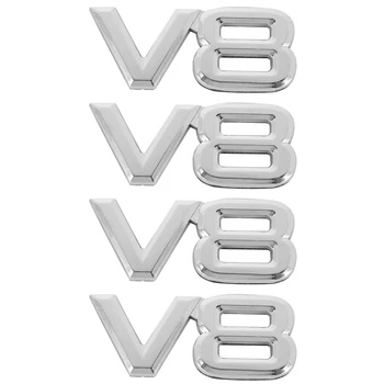 4шт 7,5X3,5 см автомобильные наклейки V8 3D хромированная наклейка Значок эмблема