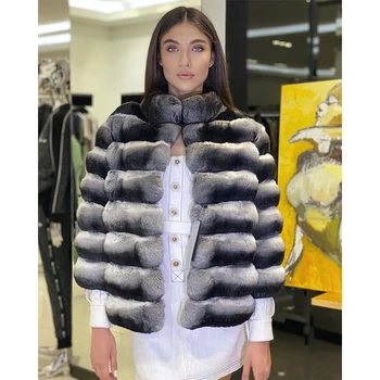 Пальто из натурального меха кролика Рекс, длинная куртка из натурального меха, воротник-стойка, пальто из шиншиллы, роскошная зимняя верхняя одежда