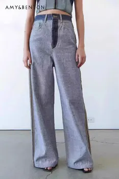 Летние Новые женские свободные широкие брюки, верхняя одежда, повседневные прямые джинсовые брюки с высокой талией, женские мешковатые джинсы